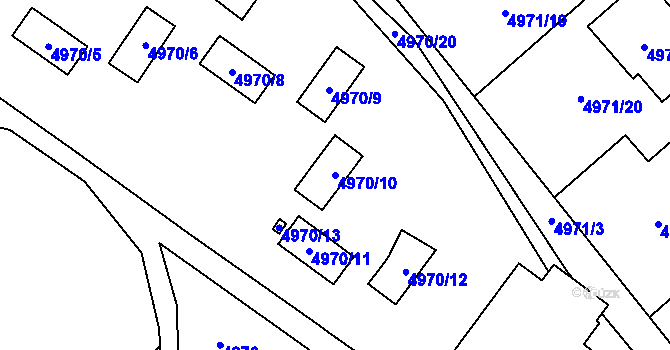 Parcela st. 4970/10 v KÚ Most II, Katastrální mapa