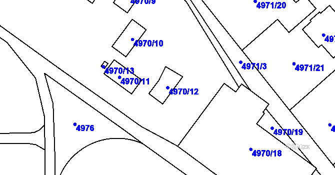 Parcela st. 4970/12 v KÚ Most II, Katastrální mapa