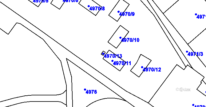 Parcela st. 4970/13 v KÚ Most II, Katastrální mapa