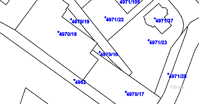 Parcela st. 4970/16 v KÚ Most II, Katastrální mapa
