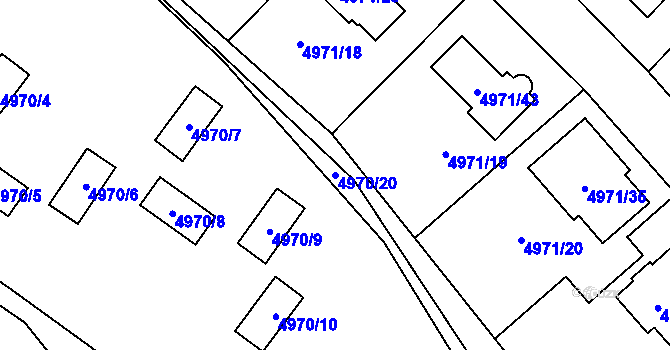 Parcela st. 4970/20 v KÚ Most II, Katastrální mapa