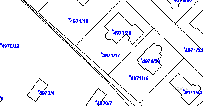 Parcela st. 4971/17 v KÚ Most II, Katastrální mapa