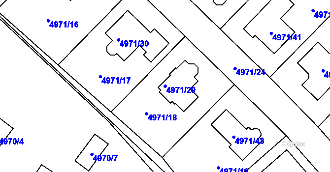 Parcela st. 4971/29 v KÚ Most II, Katastrální mapa