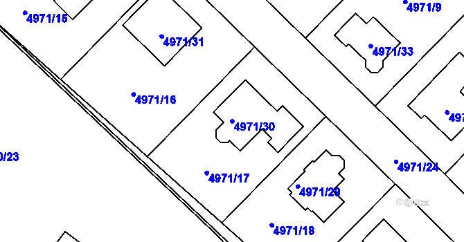 Parcela st. 4971/30 v KÚ Most II, Katastrální mapa