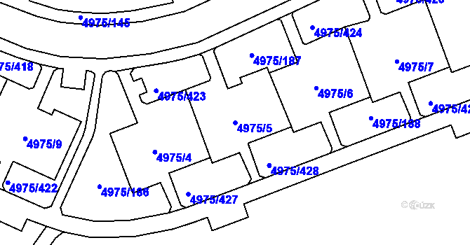 Parcela st. 4975/5 v KÚ Most II, Katastrální mapa