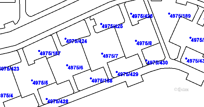 Parcela st. 4975/7 v KÚ Most II, Katastrální mapa