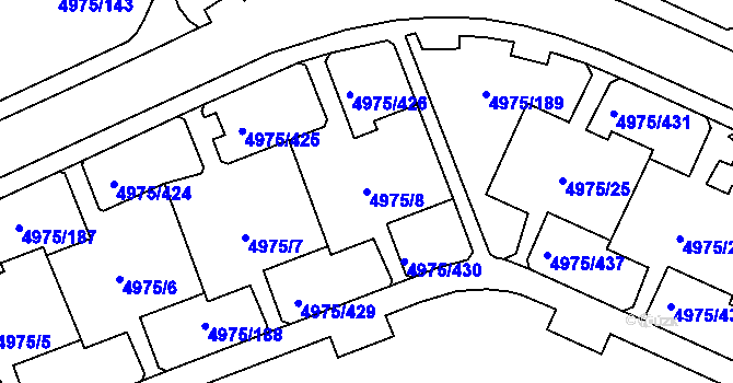 Parcela st. 4975/8 v KÚ Most II, Katastrální mapa