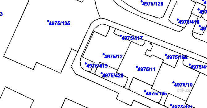 Parcela st. 4975/12 v KÚ Most II, Katastrální mapa