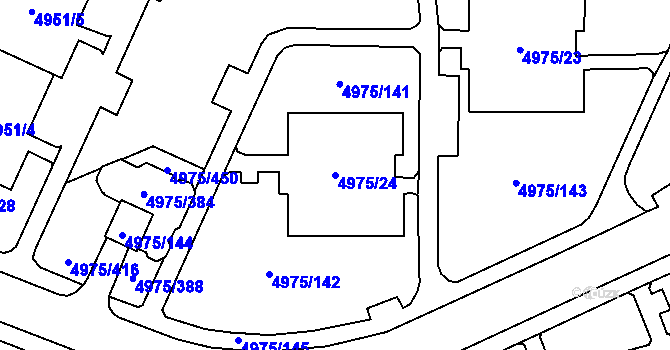 Parcela st. 4975/24 v KÚ Most II, Katastrální mapa