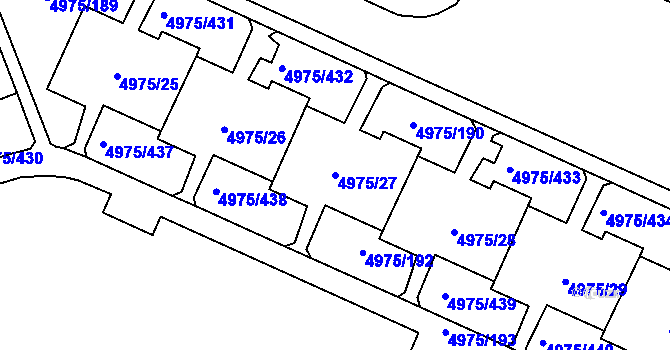 Parcela st. 4975/27 v KÚ Most II, Katastrální mapa