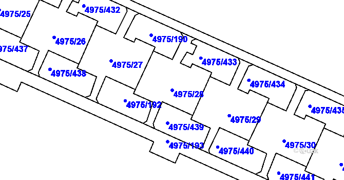 Parcela st. 4975/28 v KÚ Most II, Katastrální mapa