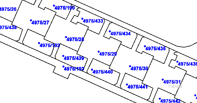 Parcela st. 4975/29 v KÚ Most II, Katastrální mapa
