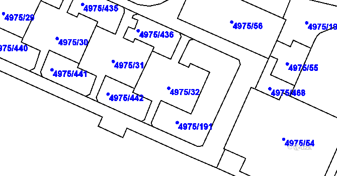 Parcela st. 4975/32 v KÚ Most II, Katastrální mapa