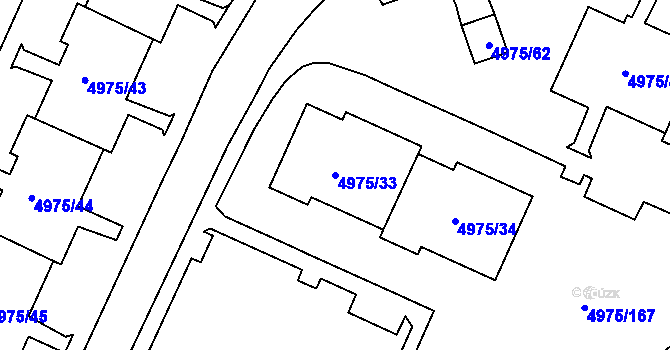 Parcela st. 4975/33 v KÚ Most II, Katastrální mapa