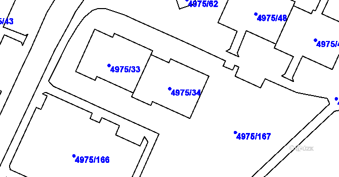 Parcela st. 4975/34 v KÚ Most II, Katastrální mapa