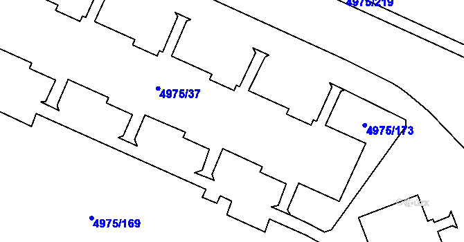 Parcela st. 4975/38 v KÚ Most II, Katastrální mapa