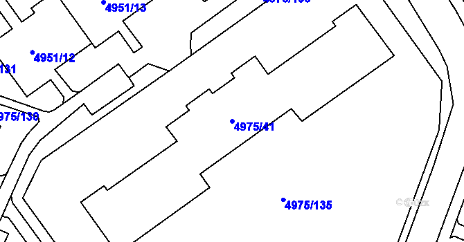 Parcela st. 4975/41 v KÚ Most II, Katastrální mapa