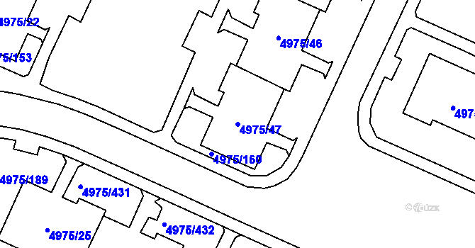 Parcela st. 4975/47 v KÚ Most II, Katastrální mapa