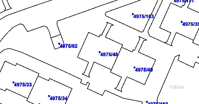 Parcela st. 4975/48 v KÚ Most II, Katastrální mapa
