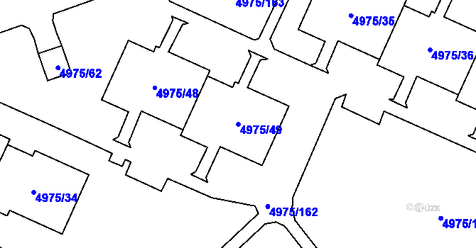 Parcela st. 4975/49 v KÚ Most II, Katastrální mapa
