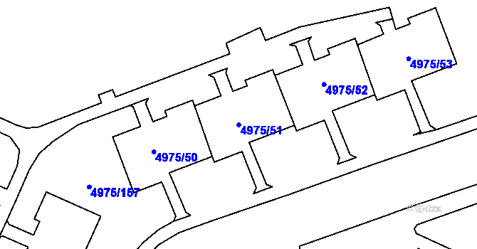 Parcela st. 4975/51 v KÚ Most II, Katastrální mapa