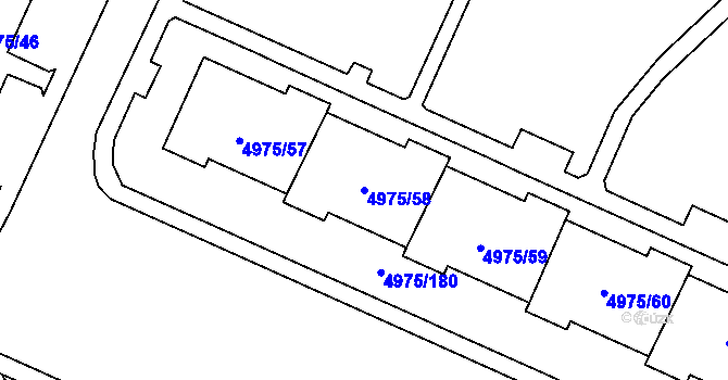 Parcela st. 4975/58 v KÚ Most II, Katastrální mapa