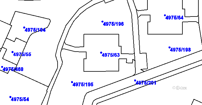 Parcela st. 4975/63 v KÚ Most II, Katastrální mapa