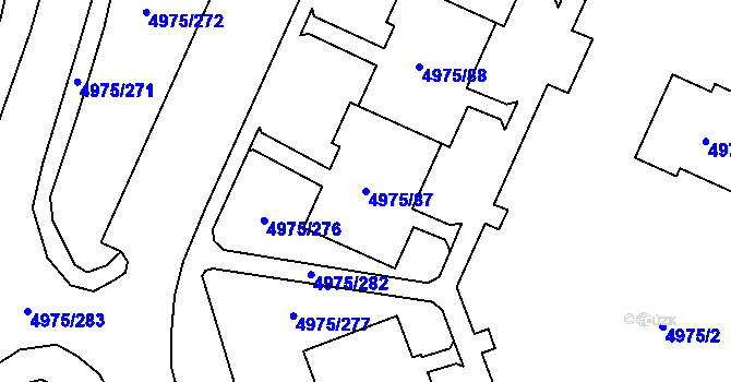 Parcela st. 4975/87 v KÚ Most II, Katastrální mapa
