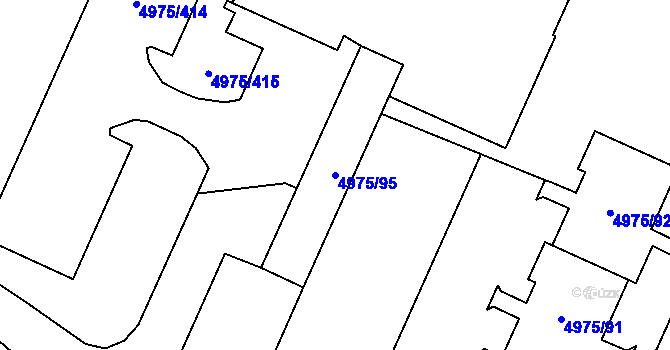 Parcela st. 4975/95 v KÚ Most II, Katastrální mapa