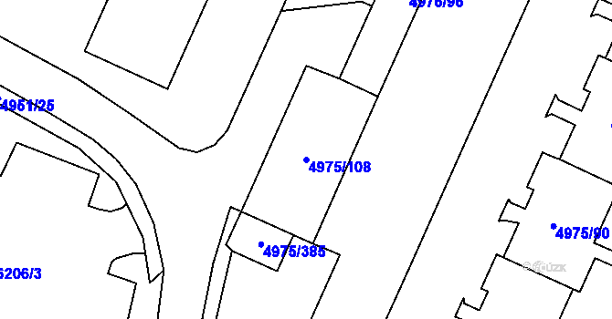 Parcela st. 4975/108 v KÚ Most II, Katastrální mapa