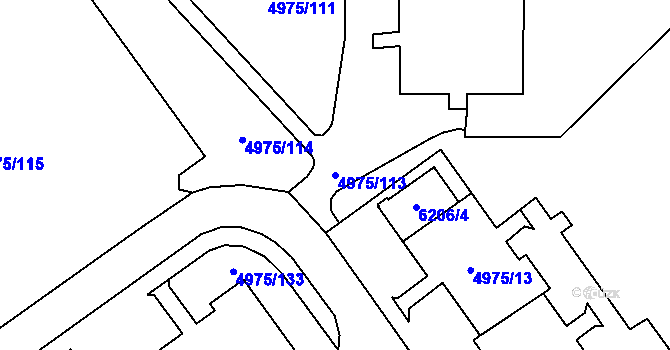 Parcela st. 4975/113 v KÚ Most II, Katastrální mapa