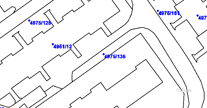 Parcela st. 4975/136 v KÚ Most II, Katastrální mapa