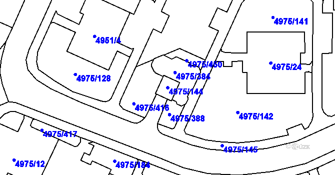 Parcela st. 4975/144 v KÚ Most II, Katastrální mapa