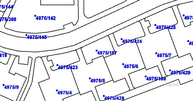 Parcela st. 4975/187 v KÚ Most II, Katastrální mapa