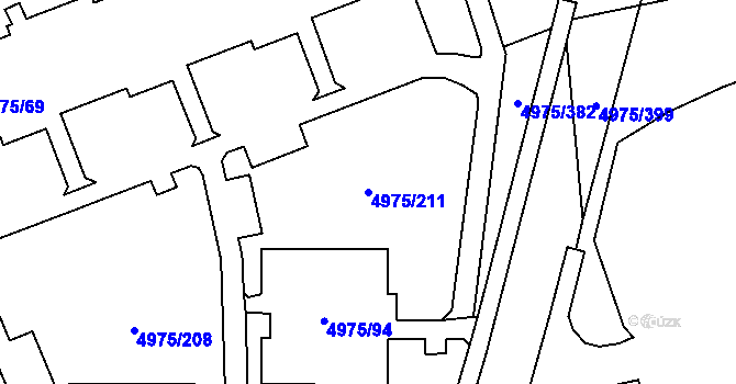 Parcela st. 4975/211 v KÚ Most II, Katastrální mapa