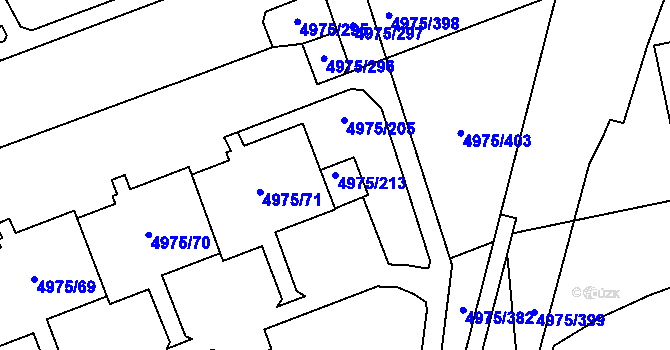 Parcela st. 4975/213 v KÚ Most II, Katastrální mapa