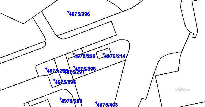 Parcela st. 4975/214 v KÚ Most II, Katastrální mapa