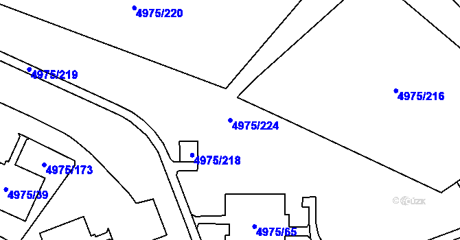Parcela st. 4975/224 v KÚ Most II, Katastrální mapa