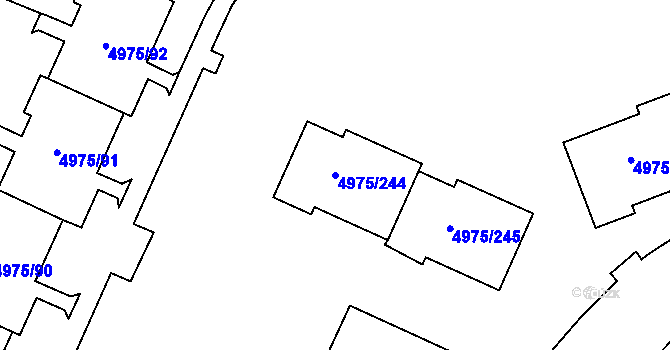 Parcela st. 4975/244 v KÚ Most II, Katastrální mapa