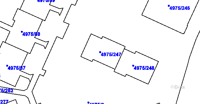 Parcela st. 4975/247 v KÚ Most II, Katastrální mapa
