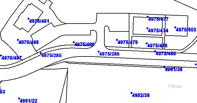 Parcela st. 4975/286 v KÚ Most II, Katastrální mapa