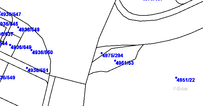 Parcela st. 4975/294 v KÚ Most II, Katastrální mapa