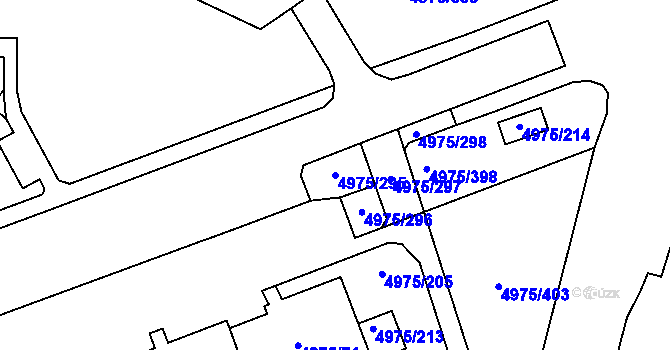 Parcela st. 4975/295 v KÚ Most II, Katastrální mapa