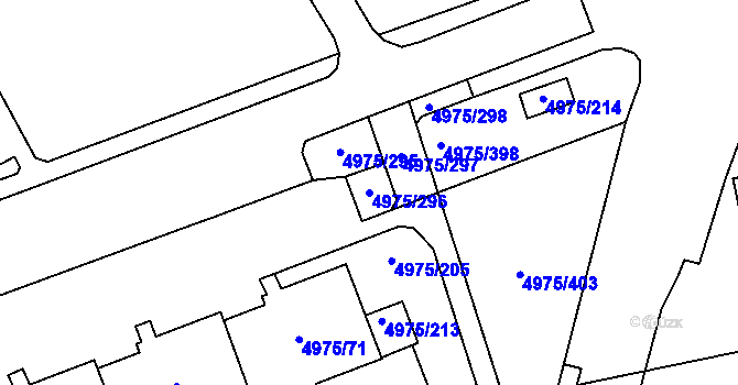 Parcela st. 4975/296 v KÚ Most II, Katastrální mapa