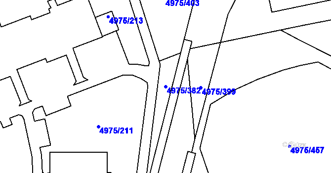 Parcela st. 4975/382 v KÚ Most II, Katastrální mapa