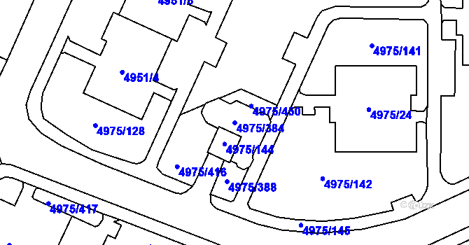 Parcela st. 4975/384 v KÚ Most II, Katastrální mapa