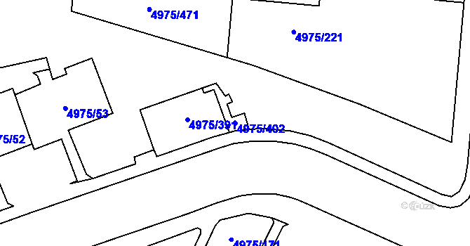 Parcela st. 4975/402 v KÚ Most II, Katastrální mapa