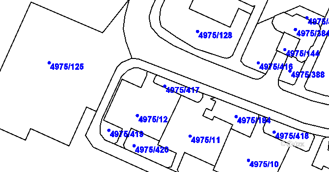 Parcela st. 4975/417 v KÚ Most II, Katastrální mapa