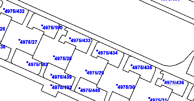 Parcela st. 4975/434 v KÚ Most II, Katastrální mapa