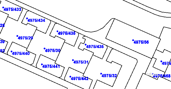 Parcela st. 4975/436 v KÚ Most II, Katastrální mapa